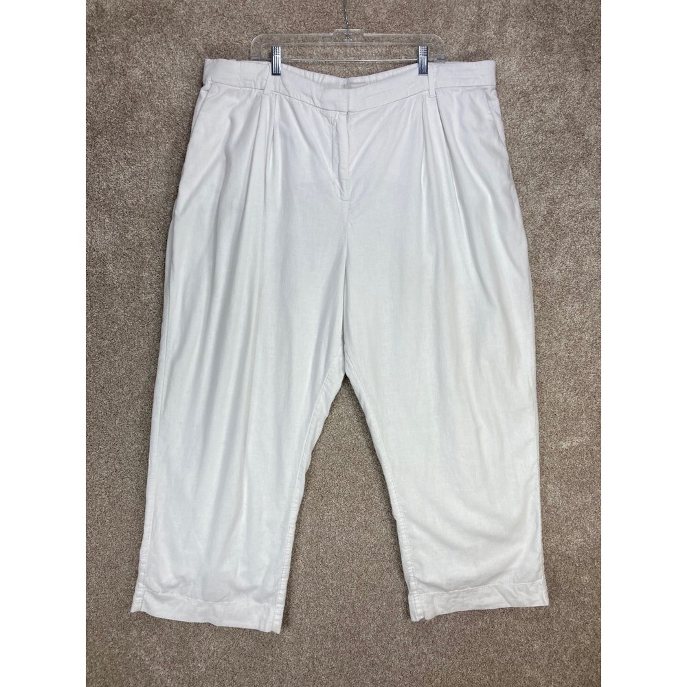 Abercrombie & Fitch Curve Love Pleated Linen Pants Women XXL White Wide Leg Chic